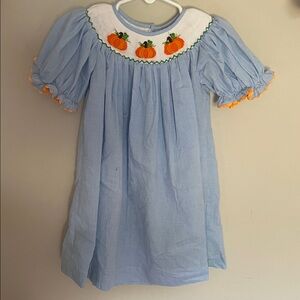 mom&me pumpkin girls smock dress 12 month